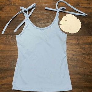 Brit & Bri blue tie shoulder tank top XS